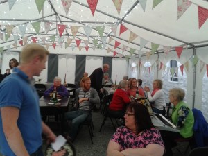 In the marque early in the evening