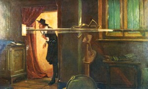 A Victorian depiction of Jeremiah Horrocks observing the transit of Venus