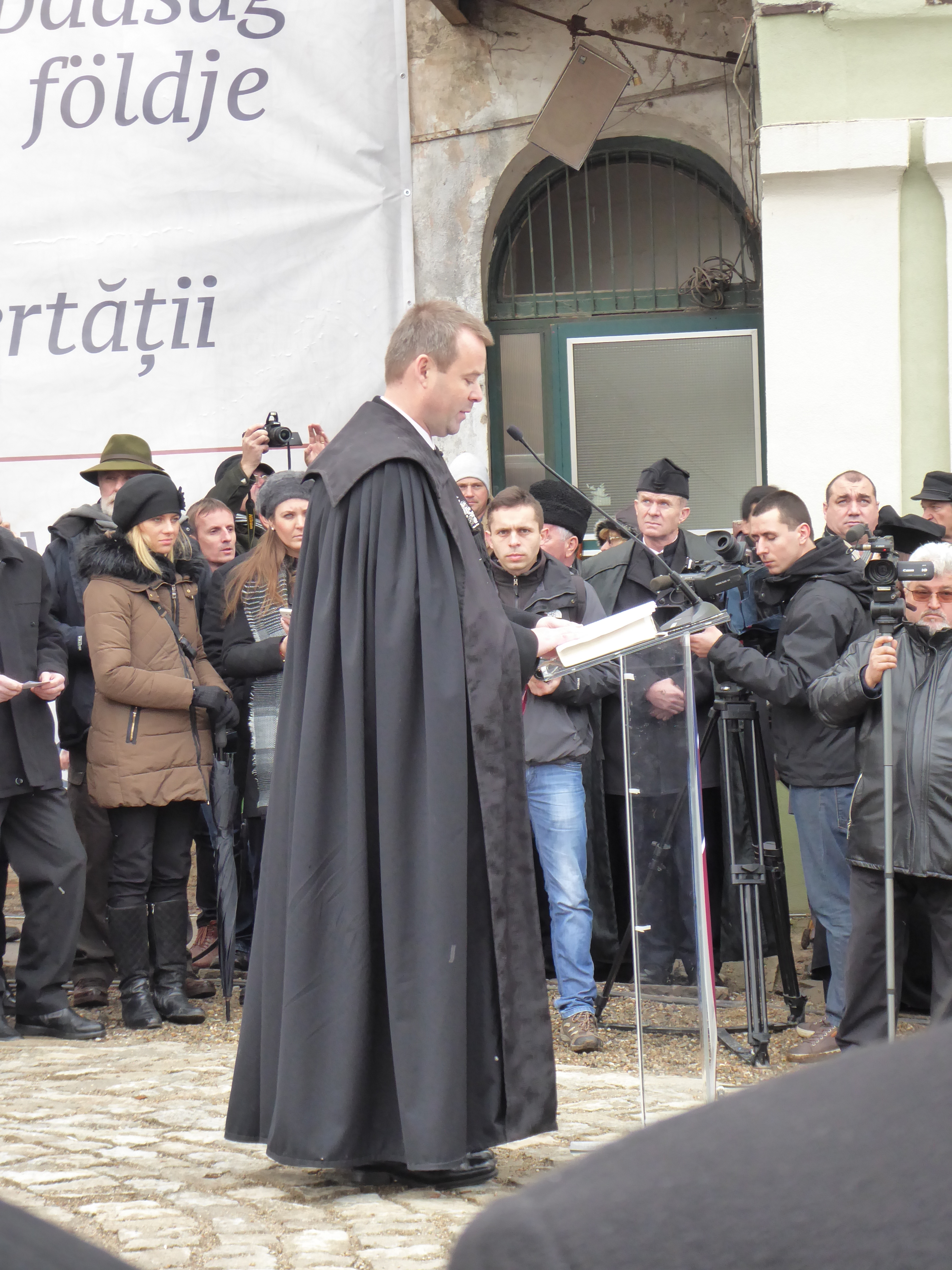 Rev David Gyero deputy bishop of the Hungarian Unitarian Church delivers the homily