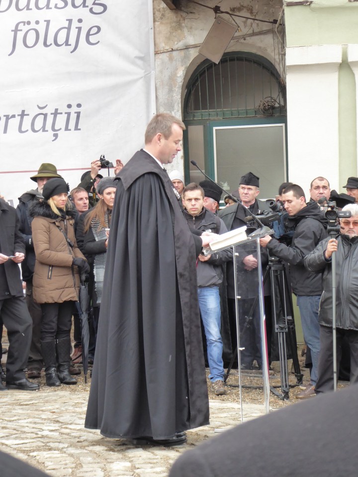 Rev David Gyero deputy bishop of the Hungarian Unitarian Church delivers the homily