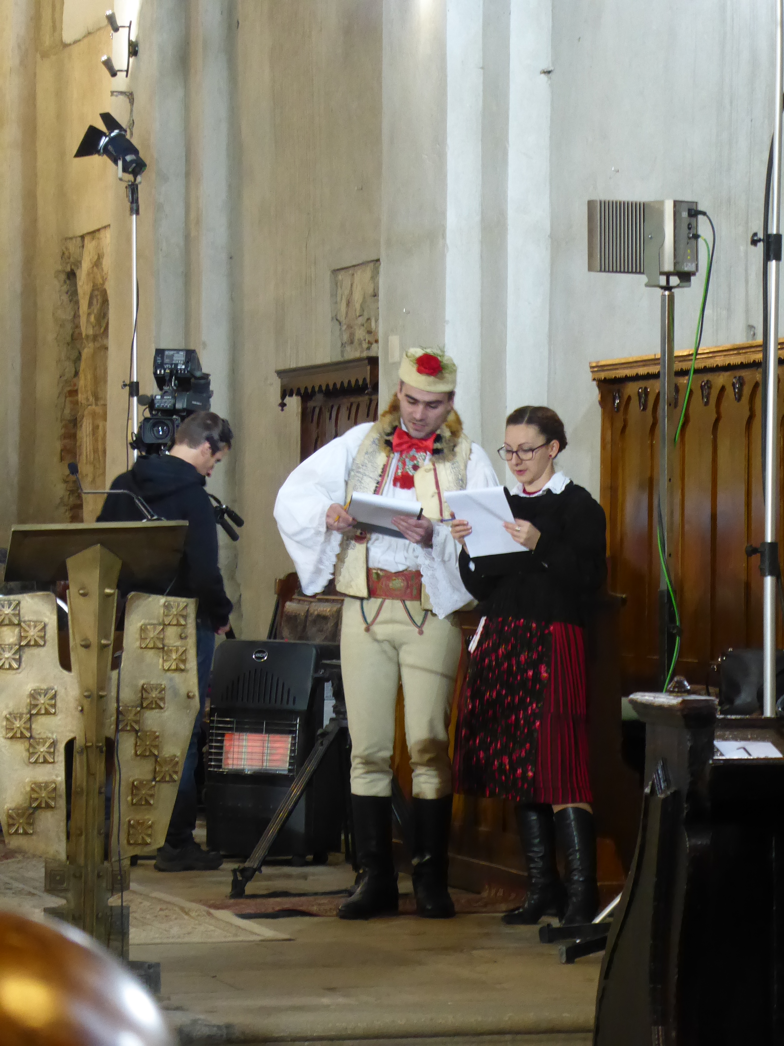 Rev Marton Csesc and Rev Imola Molnar who introduced the 16 speakers in the Church