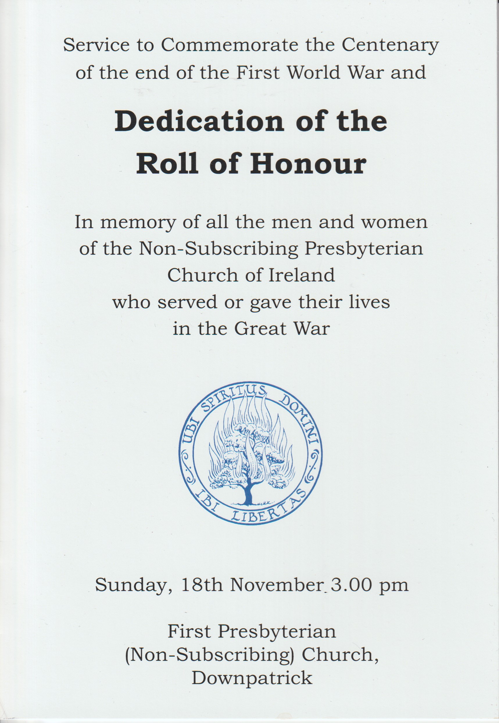 Dedication Downpatrick Order of Service