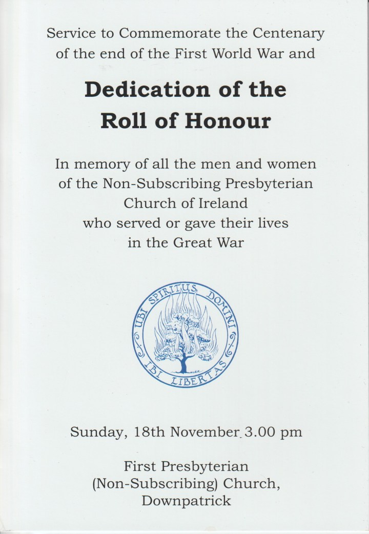 Dedication Downpatrick Order of Service